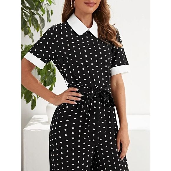SHEIN Pants - NWOT SHEIN Polka Dot Wide Leg Jumpsuit (M)